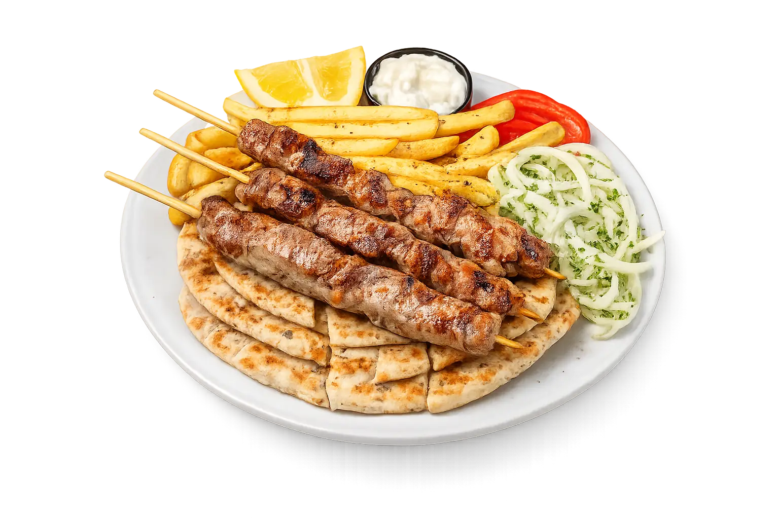 Grillade fläskspett tallrik – Rullande Taverna Grillade fläskspett tallrik - Rullande Taverna