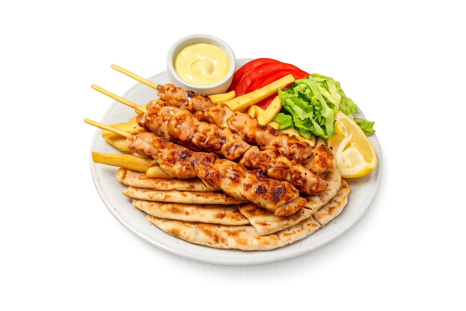 Grillat kycklingspett tallrik Grillat kycklingspett tallrik